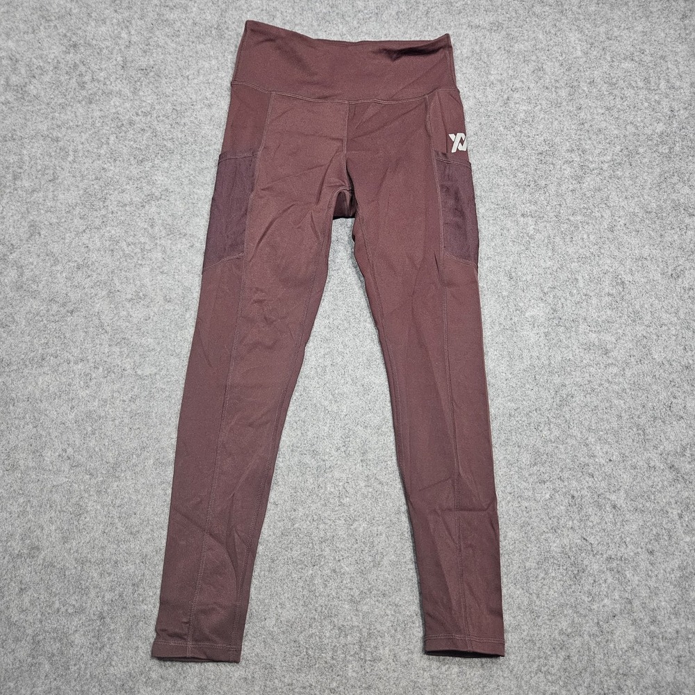 Vixxon by Dixxon Leggings Womens Size 6 Maroon Pockets High Waisted Stretch Logo